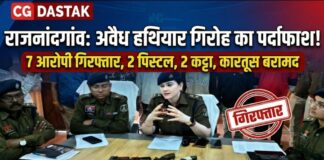 рд░рд╛рдЬрдирд╛рдВрджрдЧрд╛рдВрд╡ рдореЗрдВ рдЕрд╡реИрдз рд╣рдерд┐рдпрд╛рд░ рдЧрд┐рд░реЛрд╣ рдХрд╛ рдкрд░реНрджрд╛рдлрд╛рд╢, 7 рдЖрд░реЛрдкреА рдЧрд┐рд░рдлреНрддрд╛рд░, рдкрд┐рд╕реНрдЯрд▓ рдФрд░ рдХрдЯреНрдЯрд╛ рдмрд░рд╛рдордж