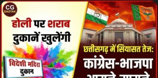 होली पर शराब दुकानें खुलेंगी, छत्तीसगढ़ में सियासत तेज, कांग्रेस-भाजपा आमने-सामने