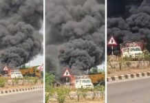 रायपुर में रोड मार्किंग मशीन में आग और विस्फोट, चालक की सूझबूझ ने टाला बड़ा हादसा रायपुर में रोड मार्किंग मशीन में आग और विस्फोट, चालक की सूझबूझ ने टाला बड़ा हादसा