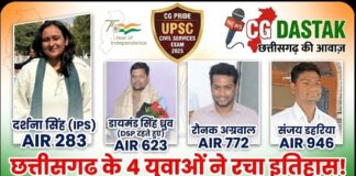 UPSC 2025 Result: छत्तीसगढ़ के 4 युवाओं ने रचा इतिहास, दर्शना सिंह बनीं IPS, डायमंड सिंह ध्रुव DSP रहते हुए पास