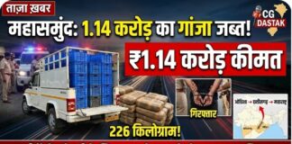 महासमुंद में 1.14 करोड़ का गांजा जब्त: खाली कैरेट के पीछे छिपाकर महाराष्ट्र ले जा रहे थे तस्कर, दो गिरफ्तार