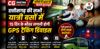 CG News: छत्तीसगढ़ की सभी यात्री बसों में 15 दिन के भीतर लगानी होगी GPS ट्रैकिंग डिवाइस, नहीं मानने पर होगी सख्त कार्रवाई