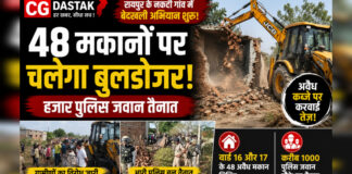 CG News: नकटी गांव में बेदखली कार्रवाई शुरू, 48 मकानों पर चलेगा बुलडोजर; भारी पुलिस बल तैनात