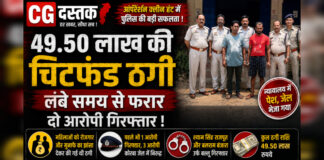 49.50 लाख की चिटफंड ठगी: लंबे समय से फरार दो आरोपी गिरफ्तार, ऑपरेशन क्लीन हंट में धरमजयगढ़ पुलिस की बड़ी सफलता