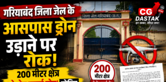 गरियाबंद जिला जेल के आसपास ड्रोन उड़ाने पर रोक, 200 मीटर क्षेत्र ‘नो ड्रोन फ्लाई जोन’ घोषित