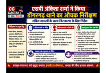 एसपी अंकिता शर्मा ने किया डोंगरगढ़ थाने का औचक निरीक्षण, लंबित मामलों के जल्द निराकरण के दिए निर्देश