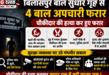 बिलासपुर बाल सुधार गृह से 4 बाल अपचारी फरार, चौकीदार की हत्या कर हुए फरार