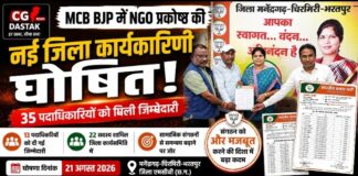 MCB BJP में NGO प्रकोष्ठ की नई जिला कार्यकारिणी घोषित, 35 पदाधिकारियों को मिली जिम्मेदारी