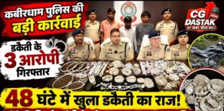 कबीरधाम में डकैती का 48 घंटे में खुलासा, 11.9 किलो चांदी के जेवर बरामद; 3 आरोपी गिरफ्तार
